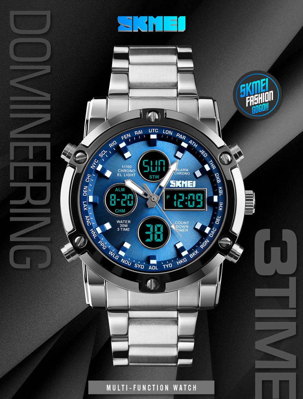 SKMEI 1389 SILVER BLUE