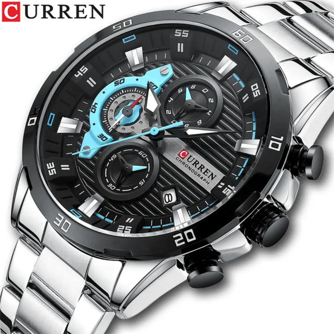 Curren 8402-Silver Black
